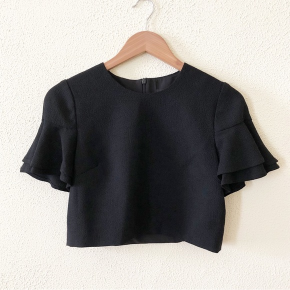 Black Halo Tops - Black Halo Cropped Flutter Sleeve Top 2